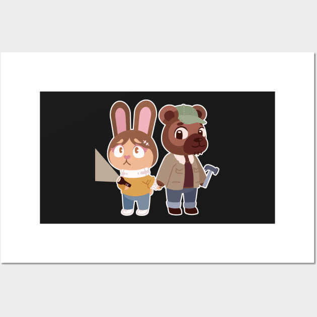 Alison and Mike - Rabbit and Bear Portrait Wall Art by Snorg3